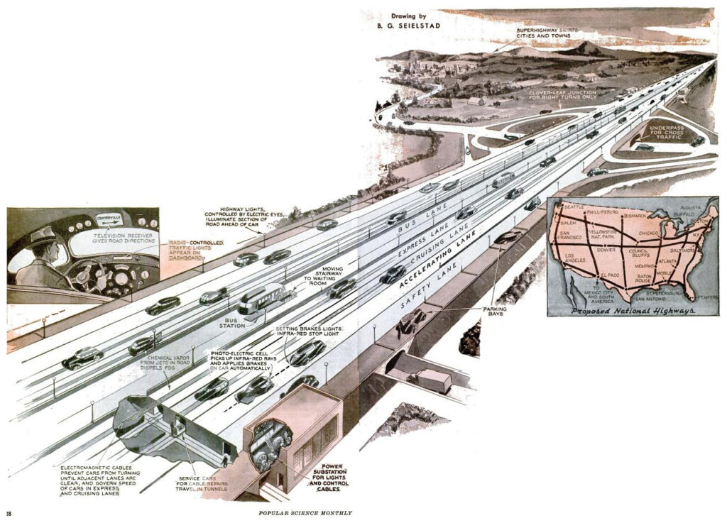 Automatischer Highway, in: Popular Science, Mai 1938, S. 28.