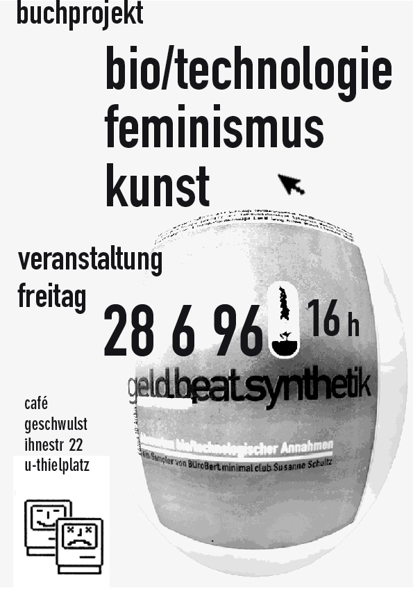 Plakat Buchvorstellung Biotechnologie Feminismus Kunst 1996